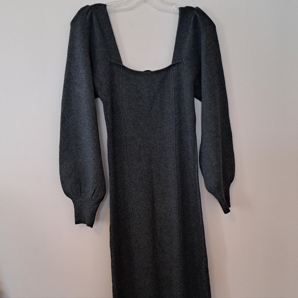 Zara Grey Square neckline Knit dress - Picture 6 of 6